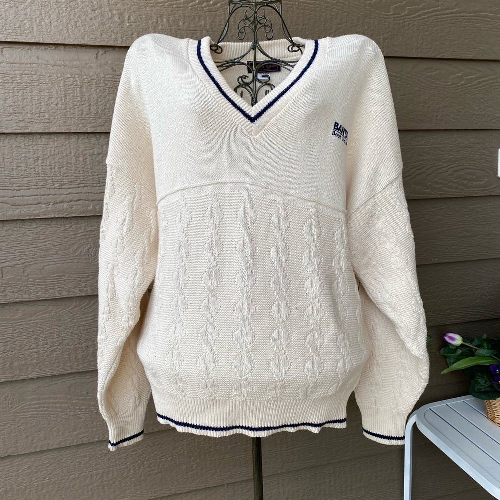 Andrew Rohan American Realty Mens Large Sweater Cream Ivory